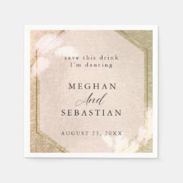 Guardanapo De Papel Grama de Pampas Douradas com Rosa Blush