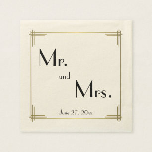 Guardanapo De Papel Grande art deco de Gatsby Ecru que Wedding