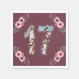 Guardanapo De Papel Grande Colagem de Fotos de Flor de Garota do 17º a