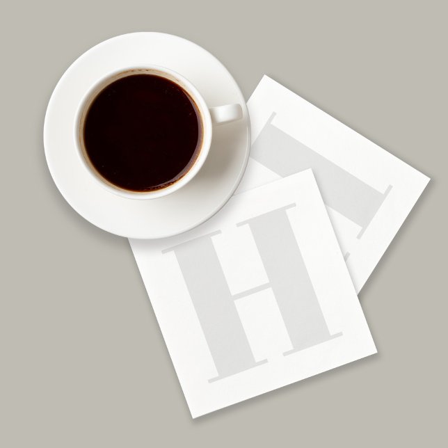 Guardanapo De Papel Grande Monograma Cinza de Luz Neutra Inicial (Criador carregado)