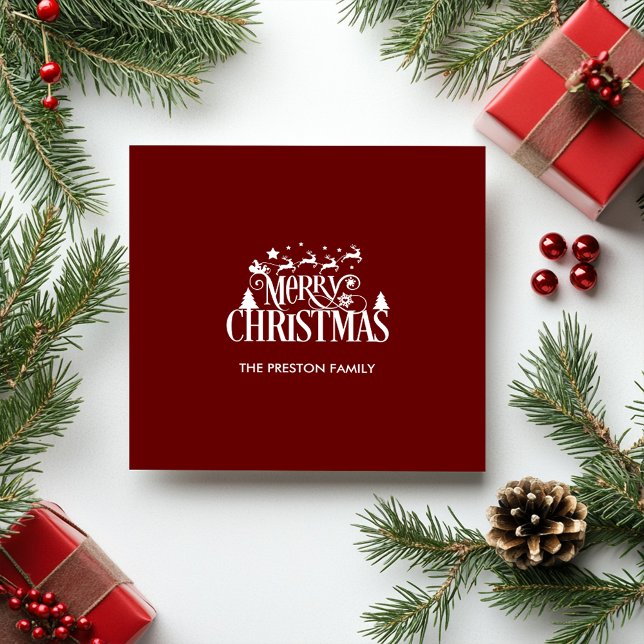Guardanapo De Papel Grande Natal Vermelho (Deep Red Merry Christmas Napkins)