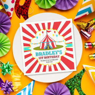 Guardanapo De Papel Grande primeiro aniversario de Carnaval de Circo S