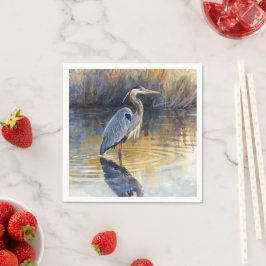 Guardanapo De Papel Grandes Rios de Garça Azul Aquarelas
