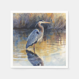 Guardanapo De Papel Grandes Rios de Garça Azul Aquarelas