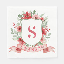 Guardanapo De Papel Grandmillennial Holiday Crest | Christmas Monogram