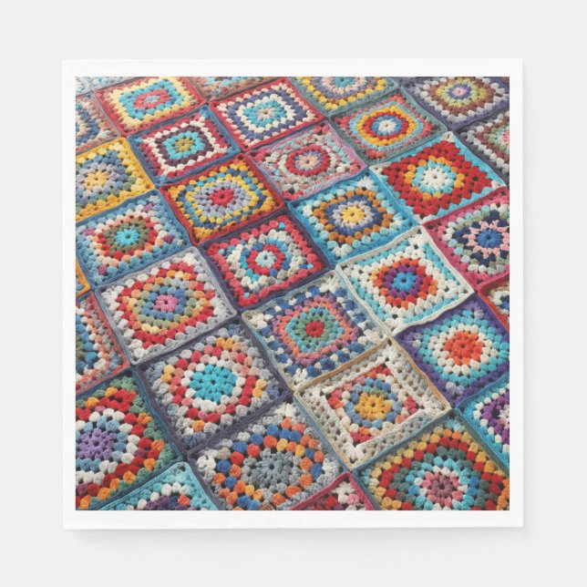 Guardanapo De Papel Granny Square Crocheted Quilt (Frente)