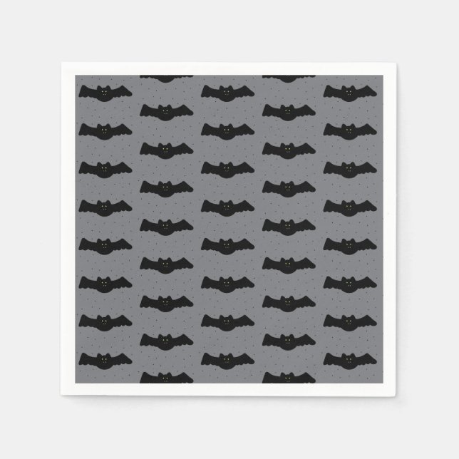 Guardanapo De Papel Gray and Black Halloween Bats (Frente)