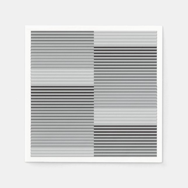 Guardanapo De Papel Gray, Black, White Stripes (Frente)