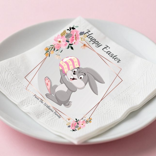 Guardanapo De Papel Gray Easter Bunny Personalized Paper Napkin (Criador carregado)