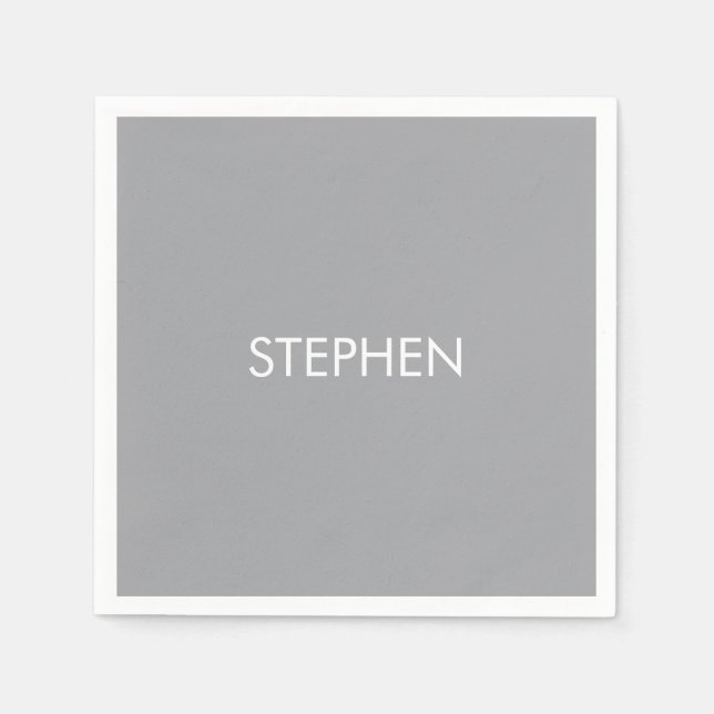 Guardanapo De Papel Gray minimalist custom name  (Frente)
