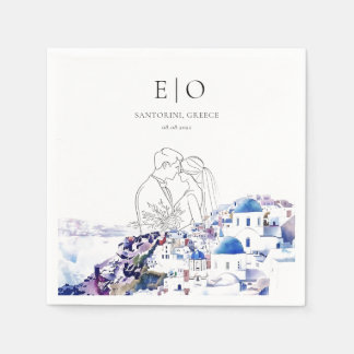 Guardanapo De Papel Grécia Santorini Destino de Casamento Verão