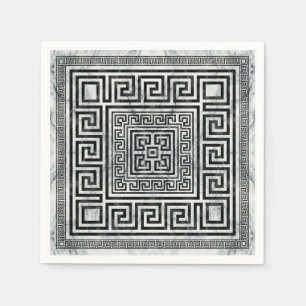 Guardanapo De Papel Greek Meander - Greek Key Black and White Marble