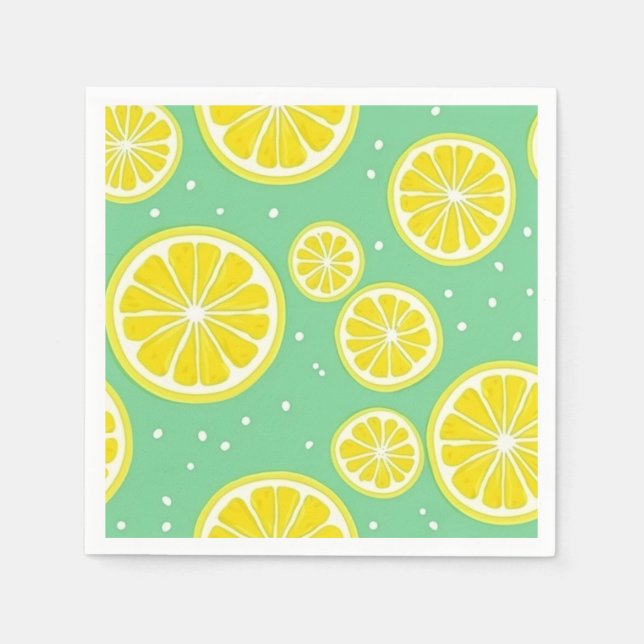 Guardanapo De Papel Green and Yellow Lemon Slice Pattern (Frente)