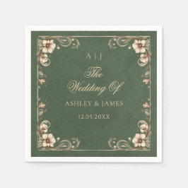Guardanapo De Papel Green Art Nouveau Enchanted Wedding Napkins