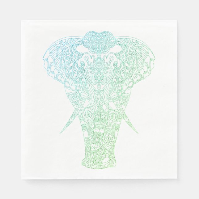 Guardanapo De Papel Green Aura Elephant Napkin (Frente)