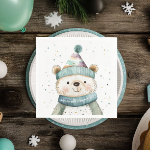 Guardanapo De Papel Green Bear Birthday Wonderland