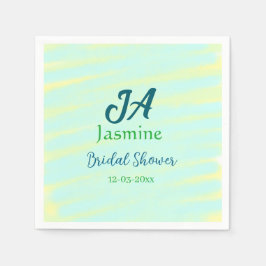 Guardanapo De Papel Green blue pastel watercolor bridal shower name da