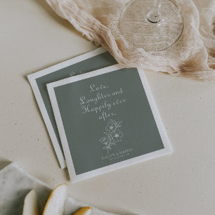 Guardanapo De Papel Green Boho adora risada e feliz para sempre