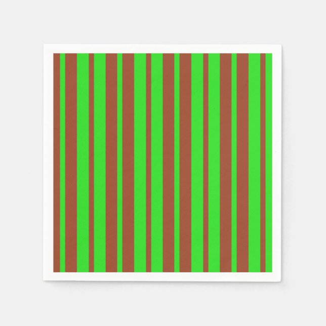 Guardanapo De Papel Green Brown Stylish Stripes Pattern Design  (Frente)