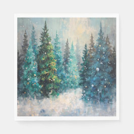 Guardanapo De Papel Green Christmas Trees Winter Forest