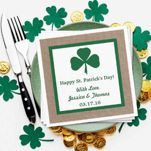 Guardanapo De Papel Green Clover & Burlap St. Patrick's Day