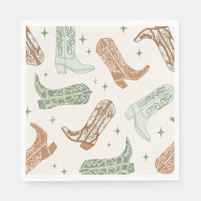 Guardanapo De Papel Green Cowboy Boot Party Napkins (Frente)