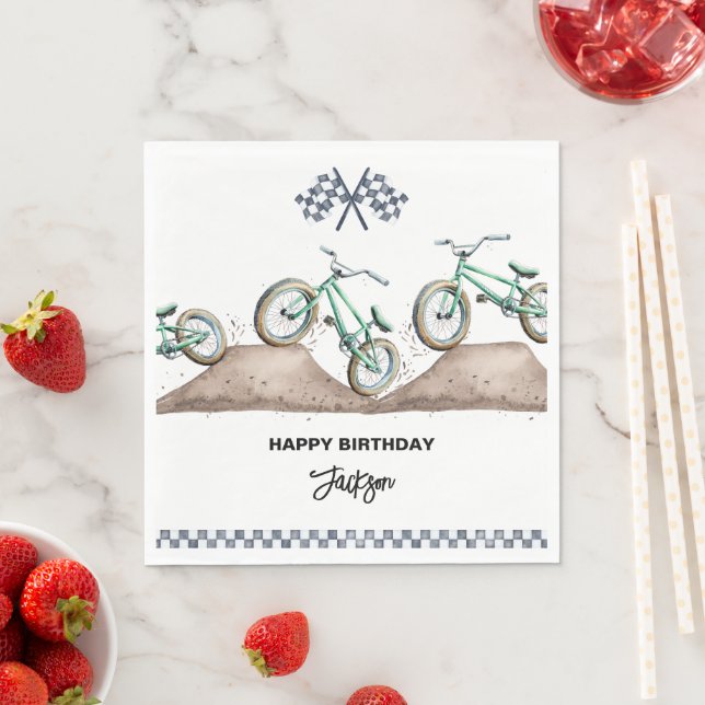 Guardanapo De Papel Green Dirt Bike BMX party (Insitu)