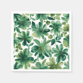 Guardanapo De Papel Green Garden Floral Botanical Watercolor Painting