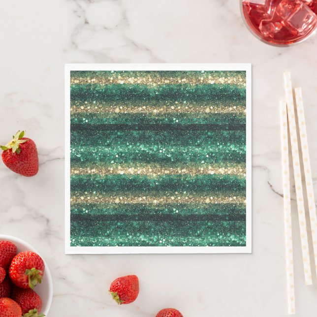 Guardanapo De Papel Green Gold Glitzy Glitter St. Patrick's Day   (Insitu)