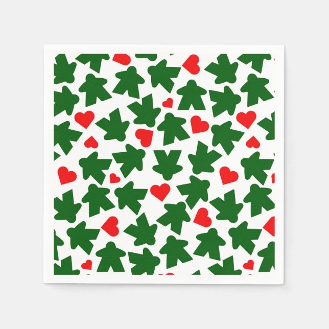Guardanapo De Papel Green Meeple with Red Heart (Frente)