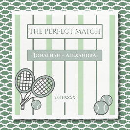 Guardanapo De Papel Green Perfect Match Tennis Couples Bridal Shower