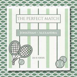 Guardanapo De Papel Green Perfect Match Tennis Couples Bridal Shower