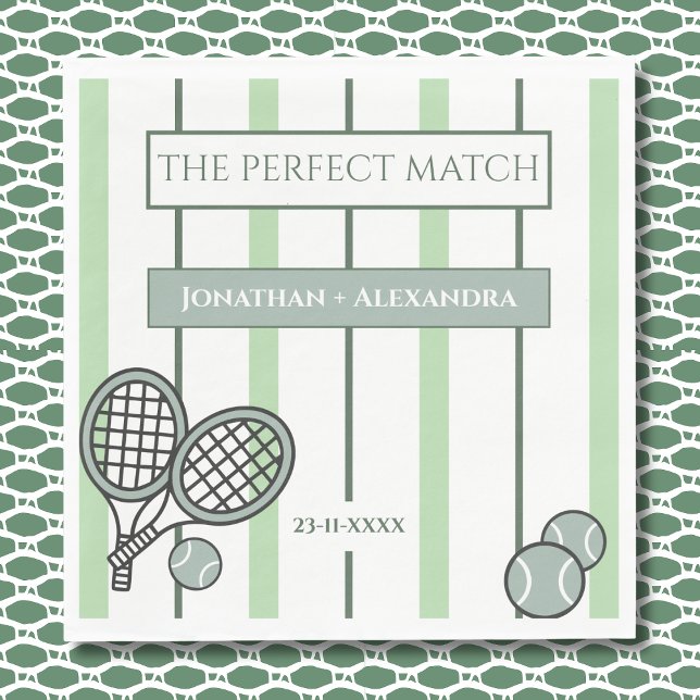 Guardanapo De Papel Green Perfect Match Tennis Couples Bridal Shower (Criador carregado)