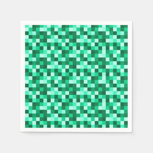 Guardanapo De Papel Green Pixels Minecraft Birthday Paper Napkins (Frente)