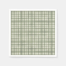 Green Plaid Watercolor Gingham Party Plate