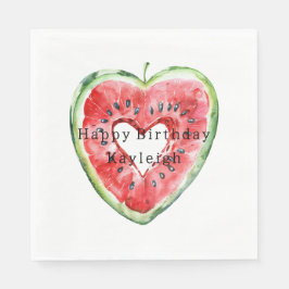 Guardanapo De Papel Green Red Heart Watermelon Birthday