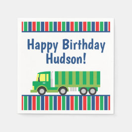 Guardanapo De Papel Green Semi Truck Party Napkins
