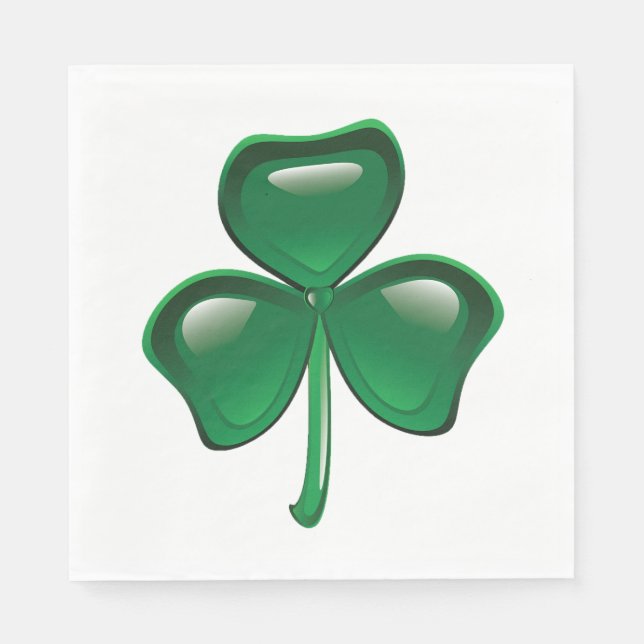 Guardanapo De Papel Green Shamrock Three-Leaf Clover (Frente)
