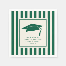 Guardanapo De Papel Green Sporty Stripes Custom Graduation Party