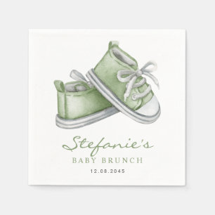 Guardanapo De Papel Green Watercolor Baby Booties Baby Brunch