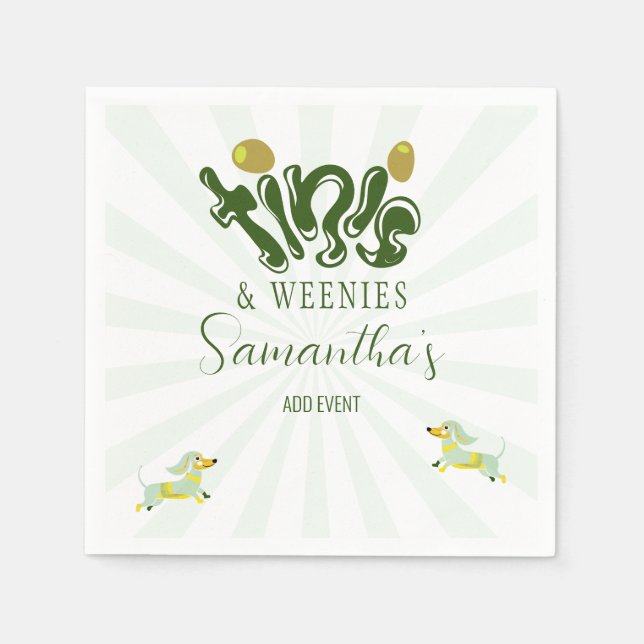 Guardanapo De Papel Green Weenies e Tinis Festa de Aniversário Diverti (Frente)