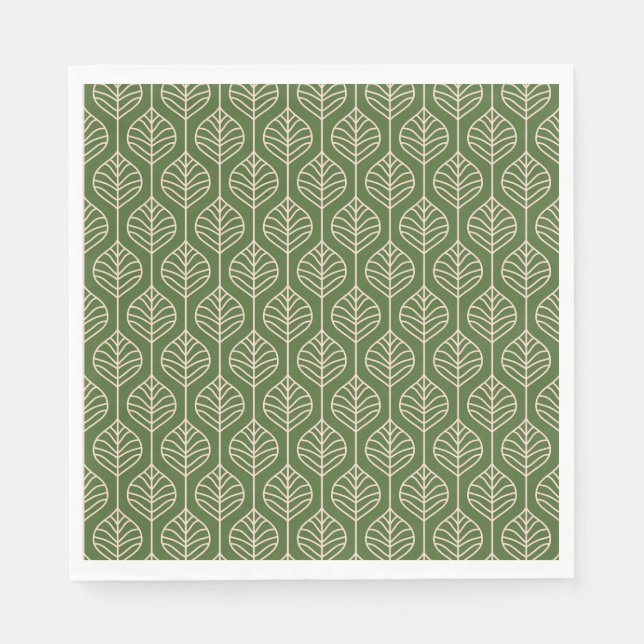 Guardanapo De Papel Green & White deixa Woodland Leaf Nature Party (Frente)