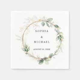 Guardanapo De Papel Greenery and Gold Wedding Napkins
