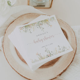 Guardanapo De Papel Greenery Boho Wildflower Chá de fraldas Napkins
