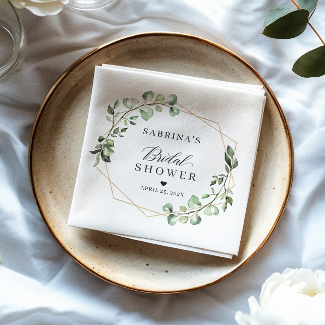 Guardanapo De Papel Greenery de Chá de Noiva Folhas de Eucalipto Geomé (Criador carregado)