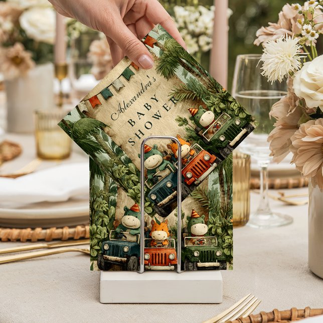 Guardanapo De Papel Greenery Dino Baby Shower (Criador carregado)