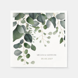 Guardanapo De Papel Greenery e Eucalyptus Wedding Obrigado