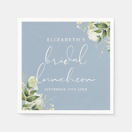 Guardanapo De Papel Greenery Floral Dusty Blue Bridal Luncheon