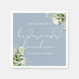 Guardanapo De Papel Greenery Floral Dusty Blue Bridesmaids Luncheon