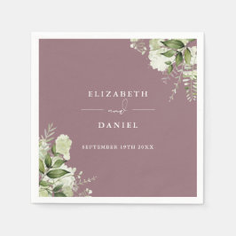 Guardanapo De Papel Greenery Floral Elegant Mauve Wedding